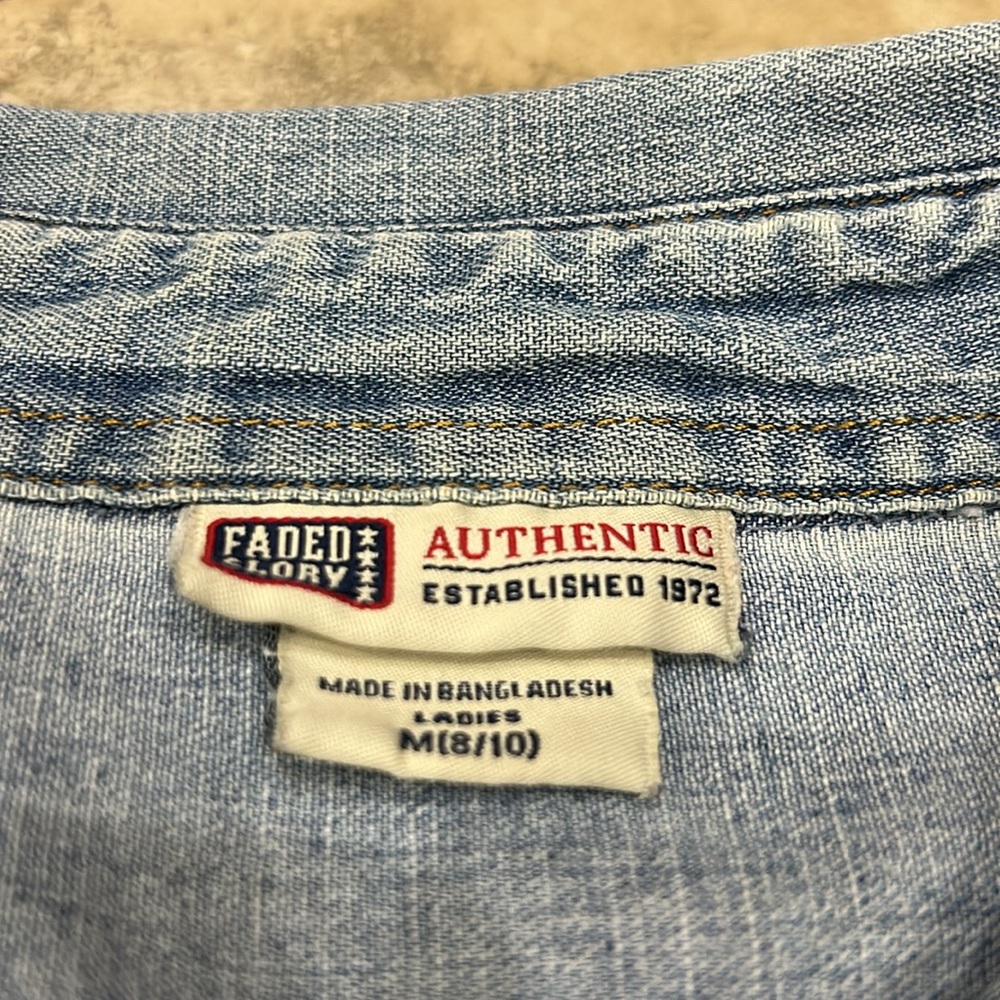 Faded Glory Classic Denim Short Sleeve Shirt Medium - Picture 3 of 7